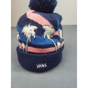 Vans Classic Cuff Beanie Hat One Size Blue Logo Skull Cap Hat Cap Warm Palm Tree
